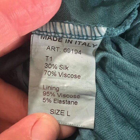 Ilenia M. Made in Italy Silk Fringe Maxi Dress in Teal - Size L - Picture 8 of 8